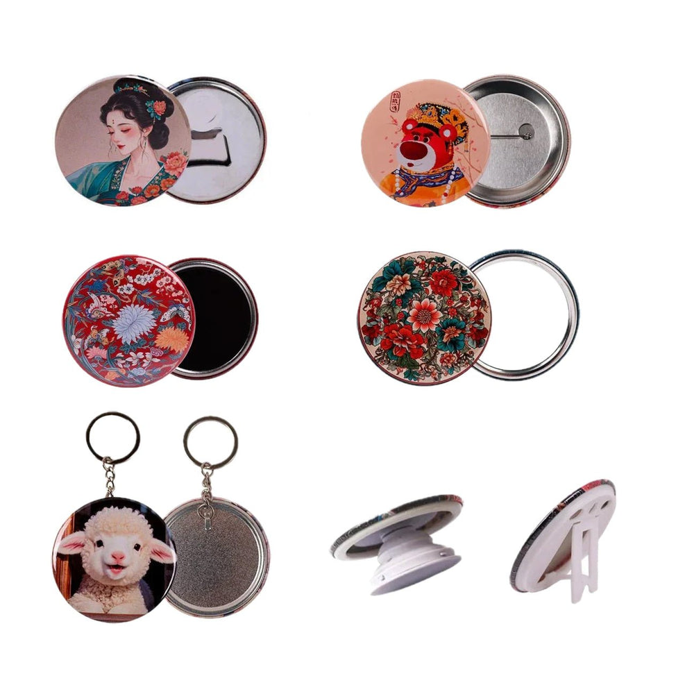 FMCRAFTS 7 - in - 1 Multi - Function Badge Maker – 58mm Button Machine Kit | Badge & Fridge Magnet Maker | Fmcraft